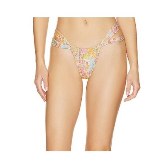 NEW Stone Fox Swim Bijou String Bikini Bottom in Flower Fields Beach Sun Size XL - Picture 1 of 2